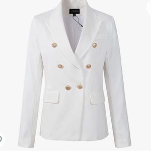Viema moda double breasted white blazer